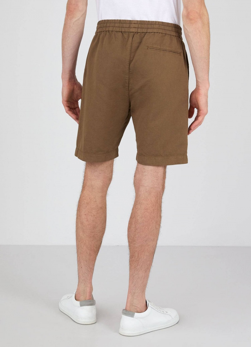 Brown Sunspel Cotton Linen Drawstring Shorts | 42019-FQBD | USA