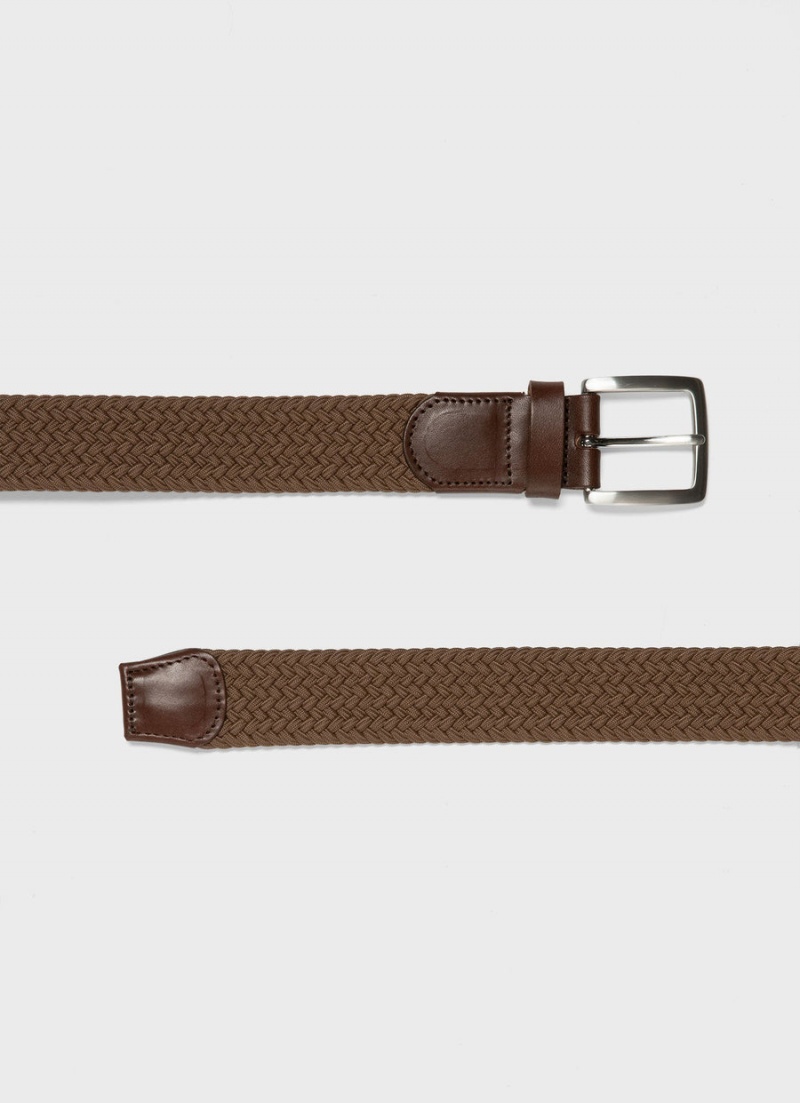 Brown Sunspel Elasticated Braided Belt | 62135-UTAO | USA