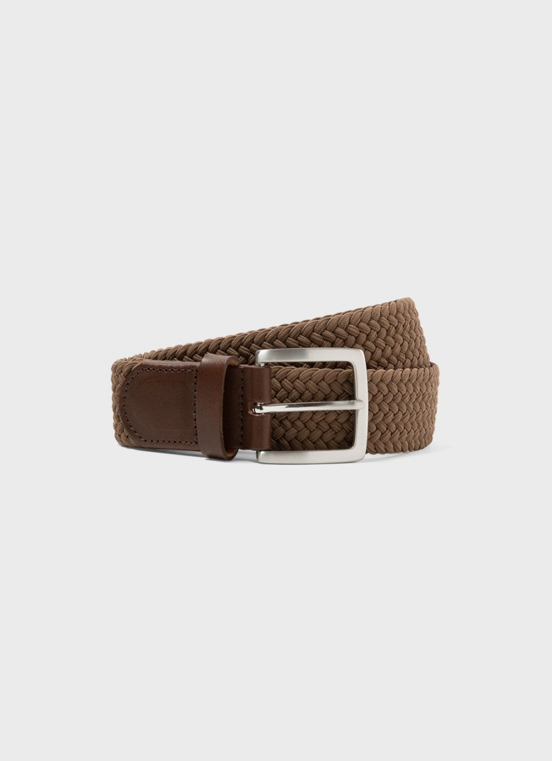 Brown Sunspel Elasticated Braided Belt | 62135-UTAO | USA