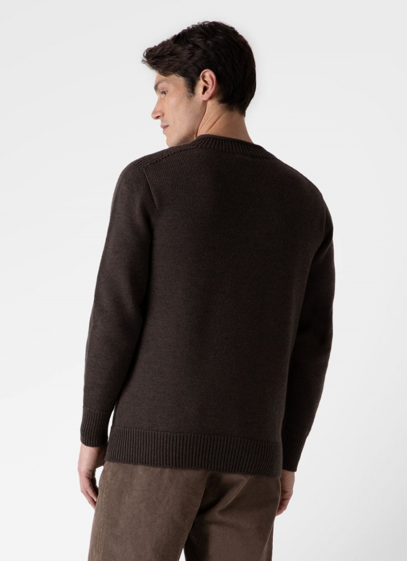 Brown Sunspel English Merino Fisherman Jumper | 85364-JRPT | USA