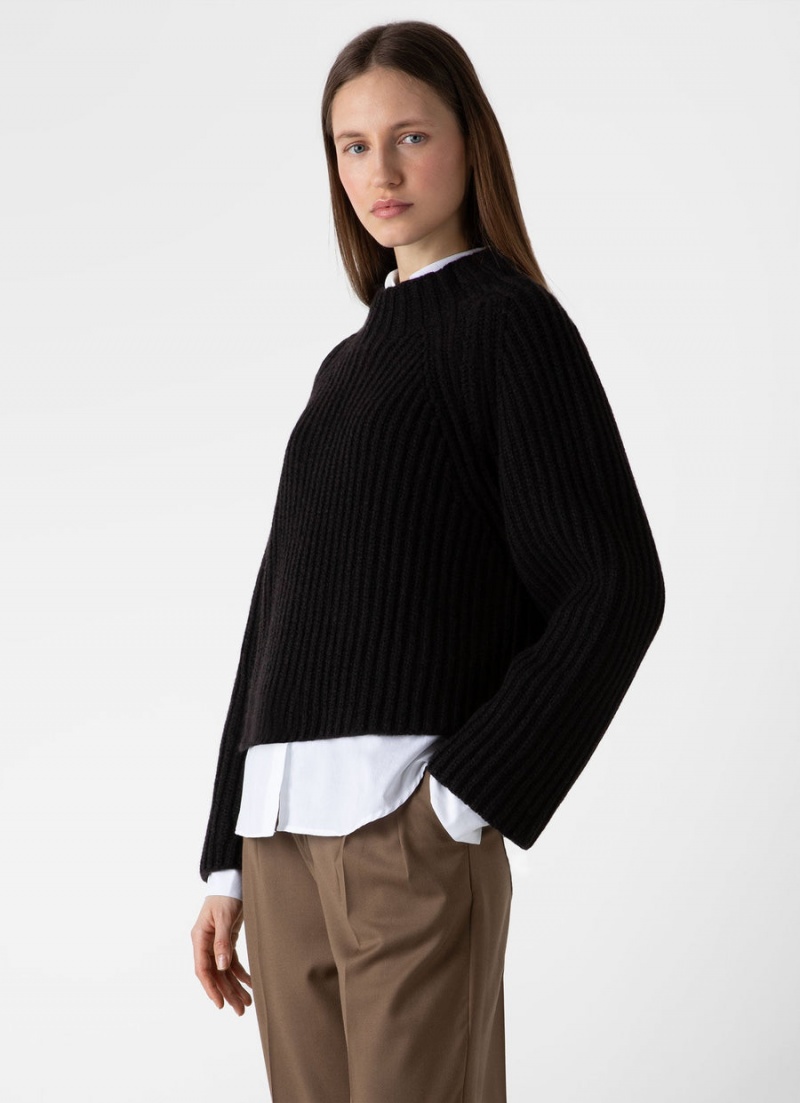 Brown Sunspel Lambswool Chunky Funnel Neck Jumper | 76053-LYKM | USA