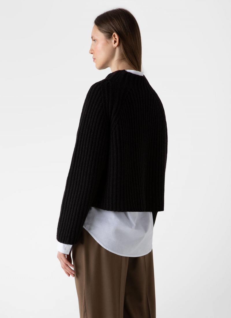 Brown Sunspel Lambswool Chunky Funnel Neck Jumper | 76053-LYKM | USA