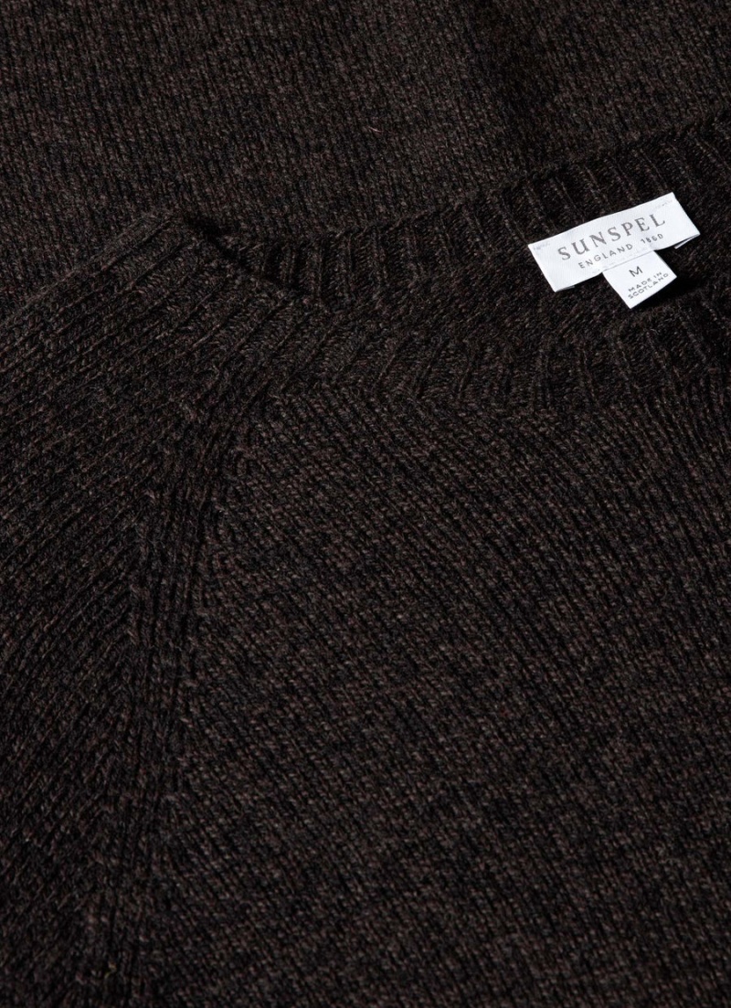 Brown Sunspel Lambswool Crew Neck Jumper | 39857-YXZG | USA