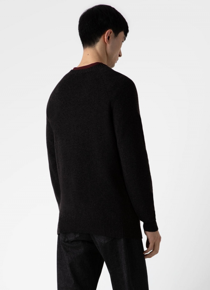 Brown Sunspel Lambswool Crew Neck Jumper | 39857-YXZG | USA