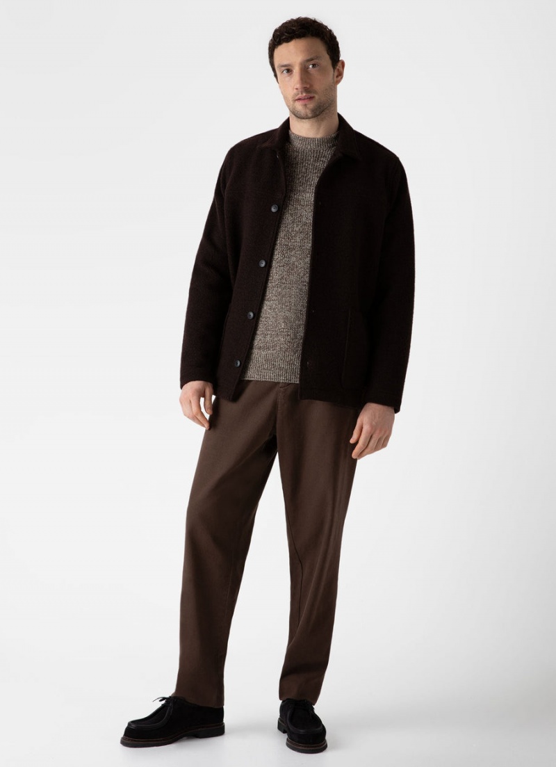 Brown Sunspel Luxury British Wool Jumper | 43257-OGMZ | USA