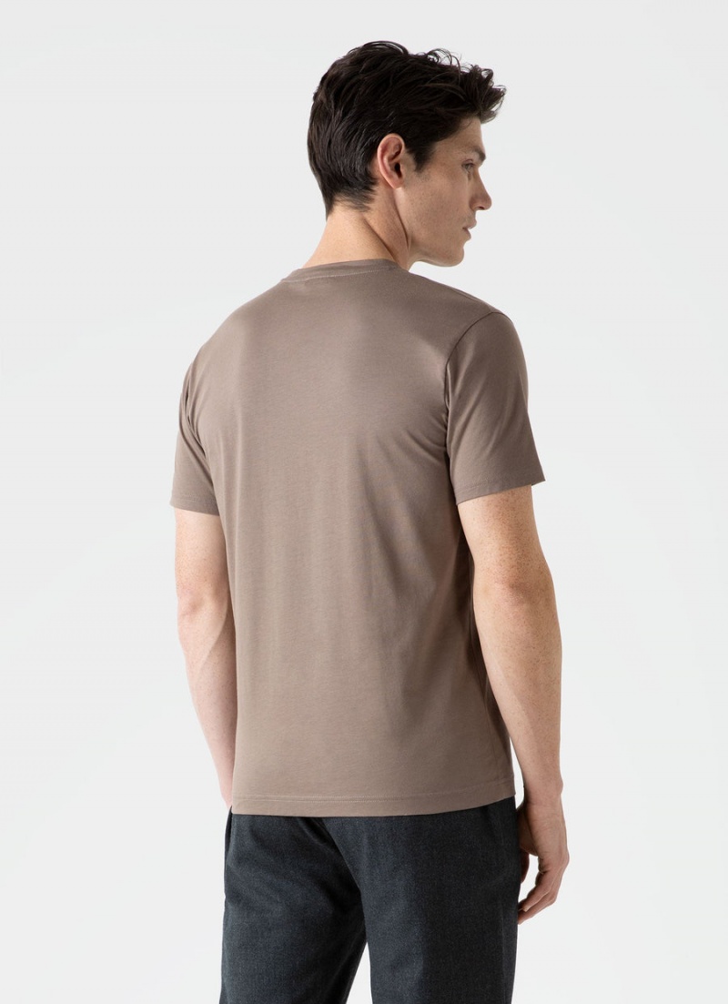 Brown Sunspel Riviera Midweight T-shirt | 20435-BSVN | USA