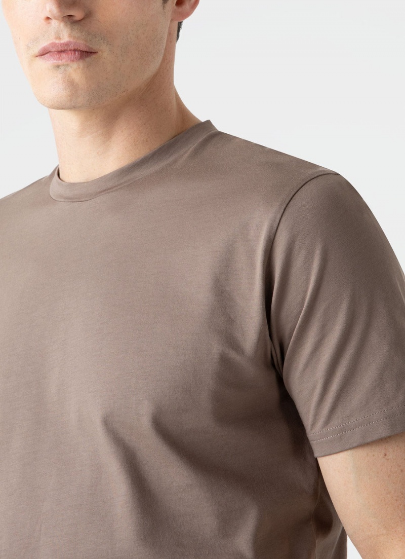 Brown Sunspel Riviera Midweight T-shirt | 20435-BSVN | USA