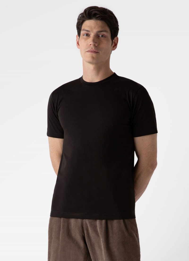 Brown Sunspel Riviera Midweight T-shirt | 53978-FSAP | USA