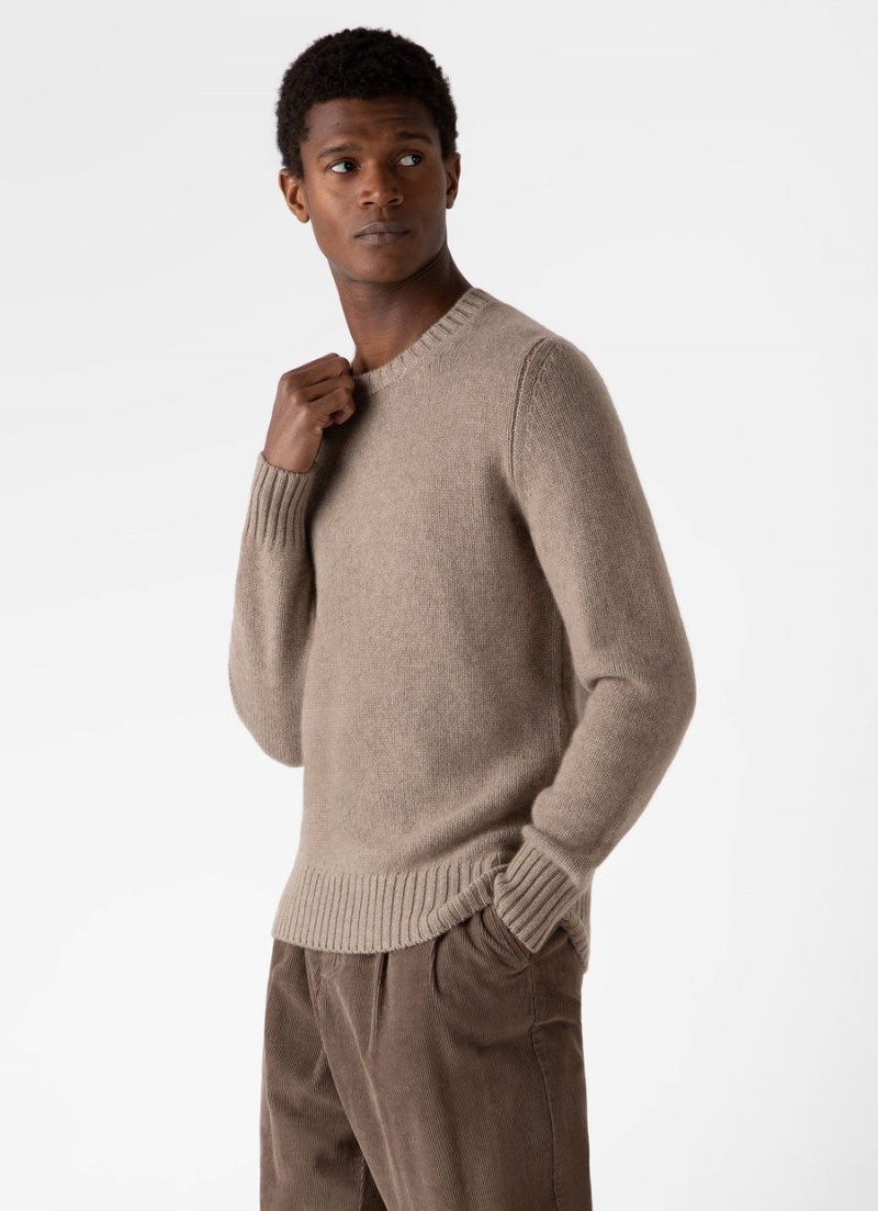 Brown Sunspel Roxburgh Cashmere Jumper | 07312-INPT | USA