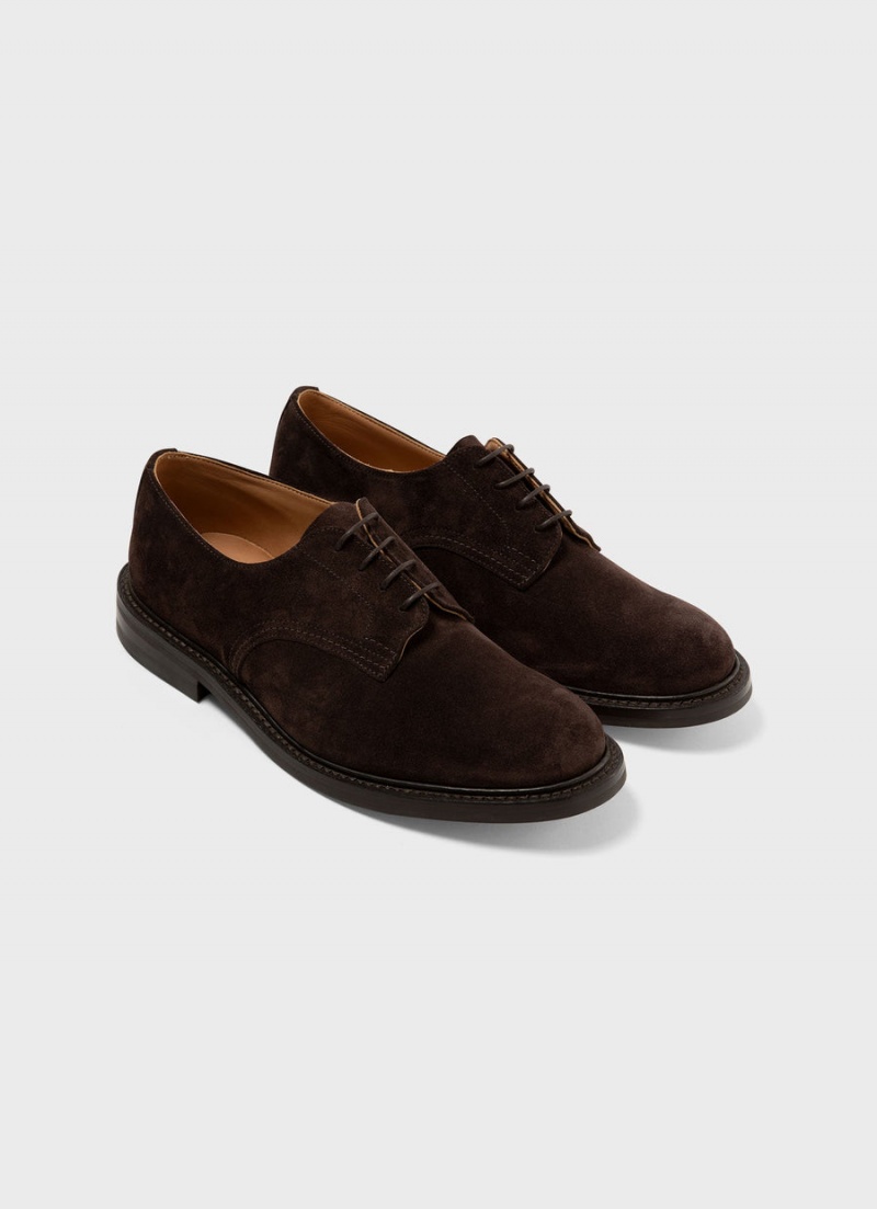 Brown Sunspel Sunspel x Trickers Suede Derby Shoe | 67932-KOMW | USA