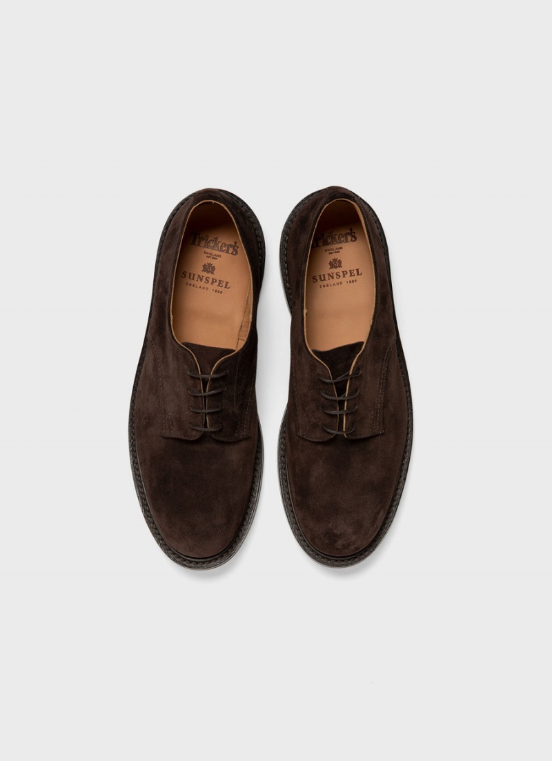 Brown Sunspel Sunspel x Trickers Suede Derby Shoe | 67932-KOMW | USA