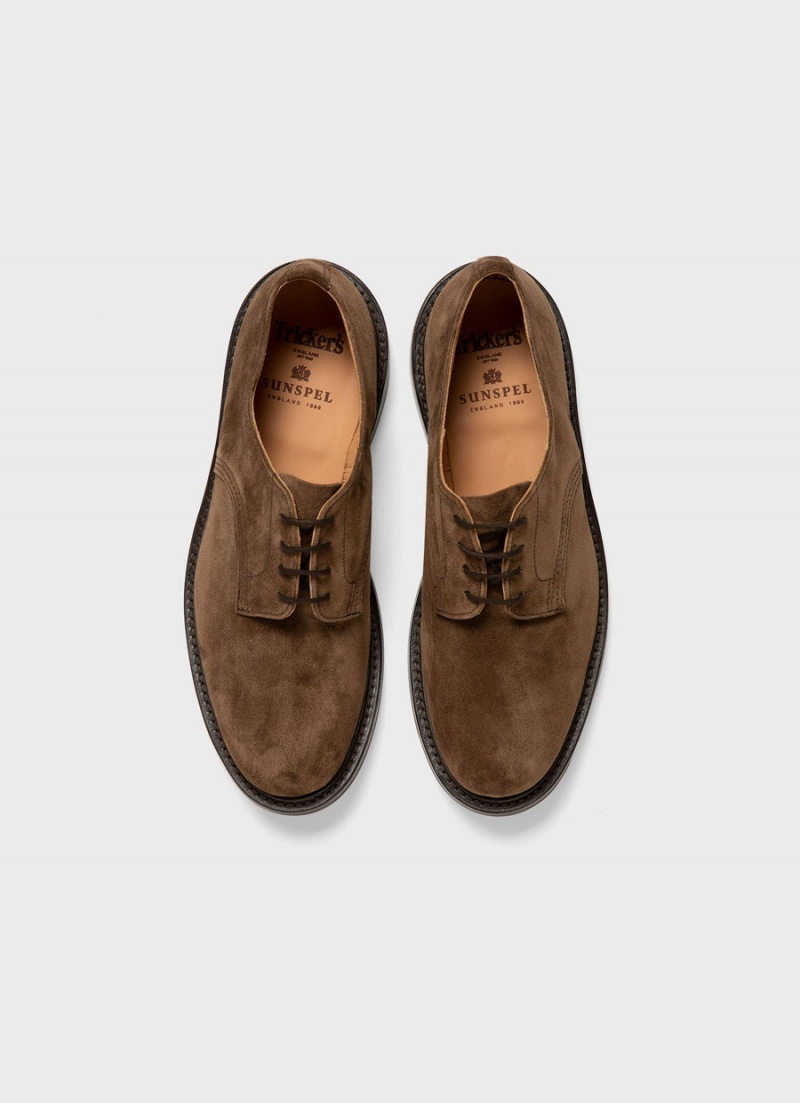 Brown Sunspel Sunspel x Trickers Suede Derby Shoe | 49713-WNOB | USA