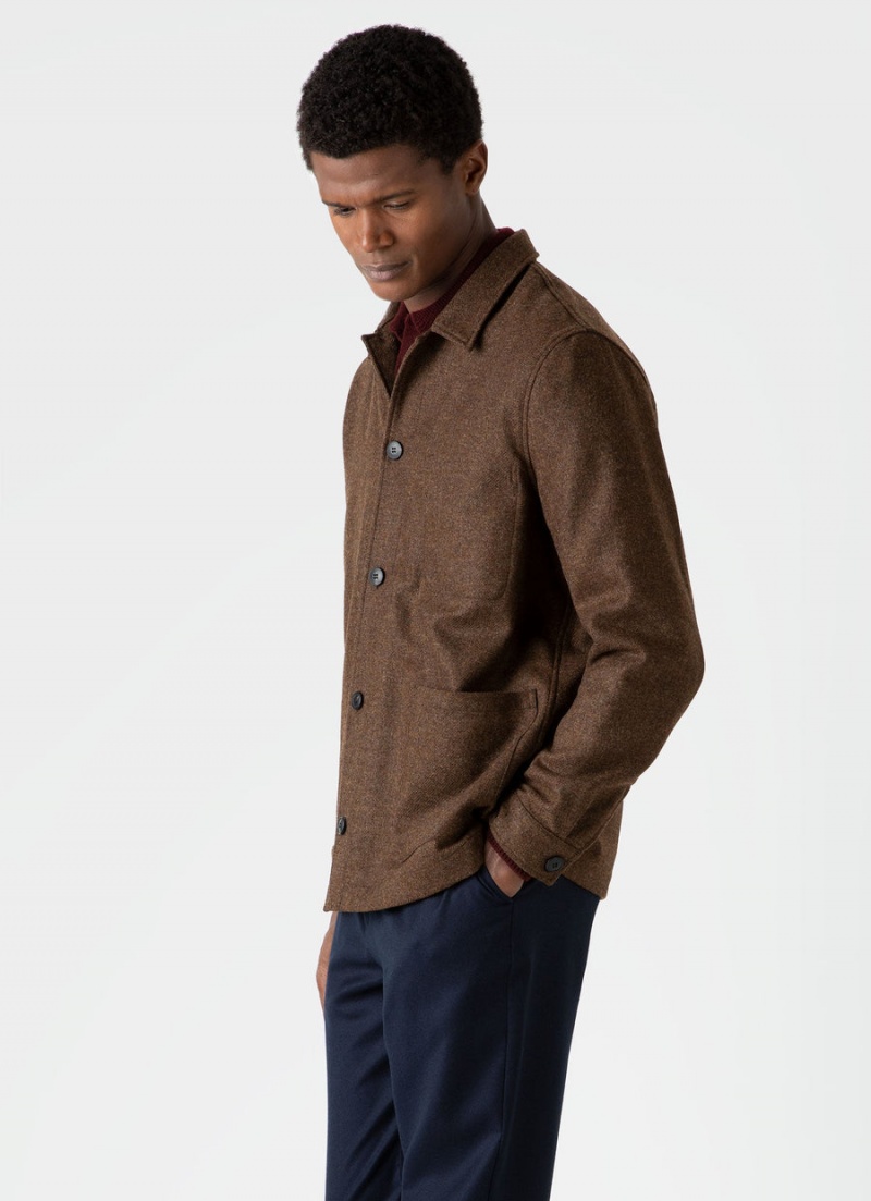 Brown Sunspel Wool Twin Pocket Jacket | 98345-OKDZ | USA