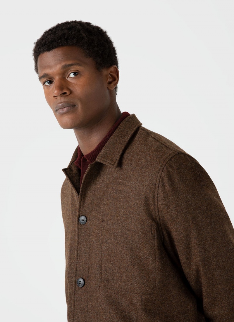 Brown Sunspel Wool Twin Pocket Jacket | 98345-OKDZ | USA