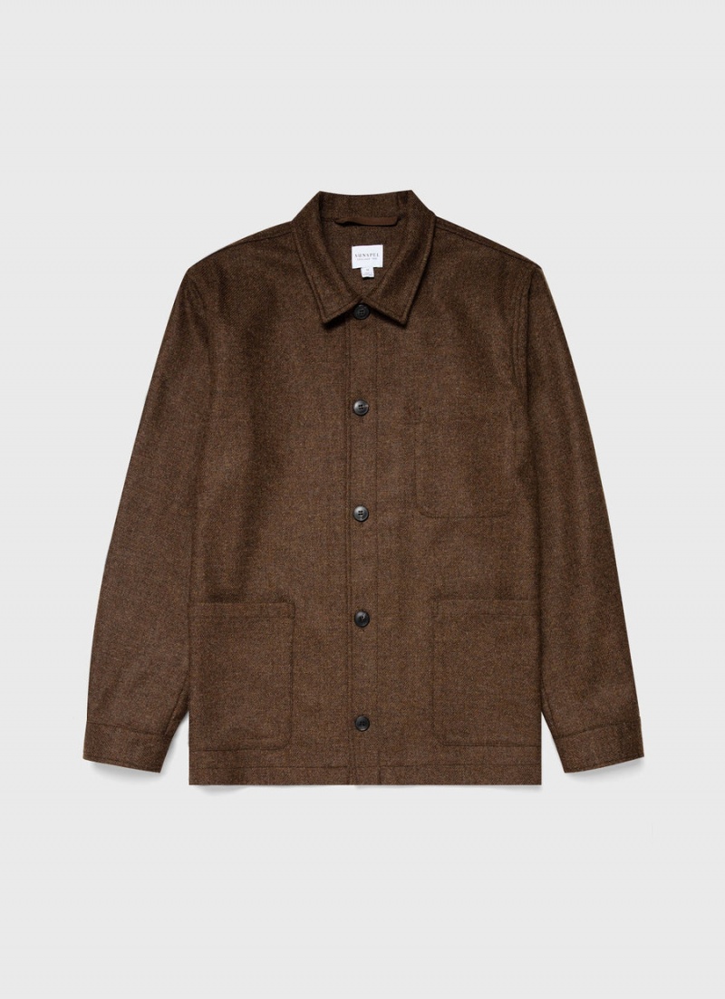 Brown Sunspel Wool Twin Pocket Jacket | 98345-OKDZ | USA