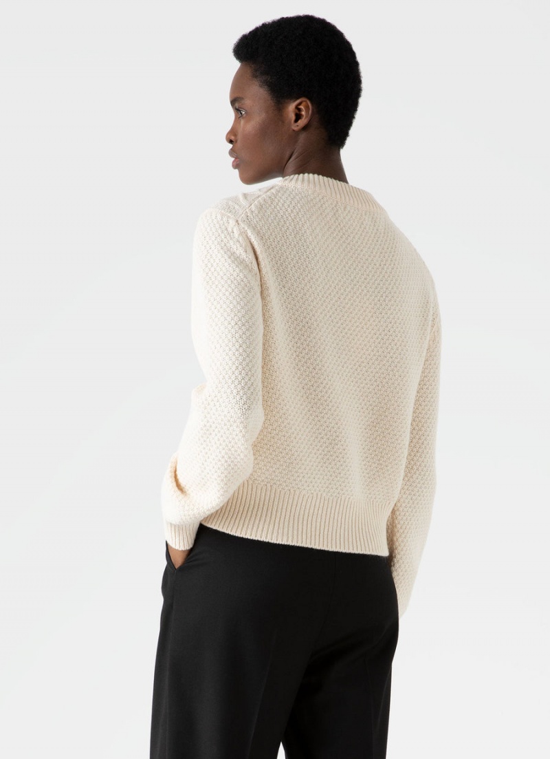 Ecru Sunspel Cable Knit Jumper | 20763-VHOW | USA