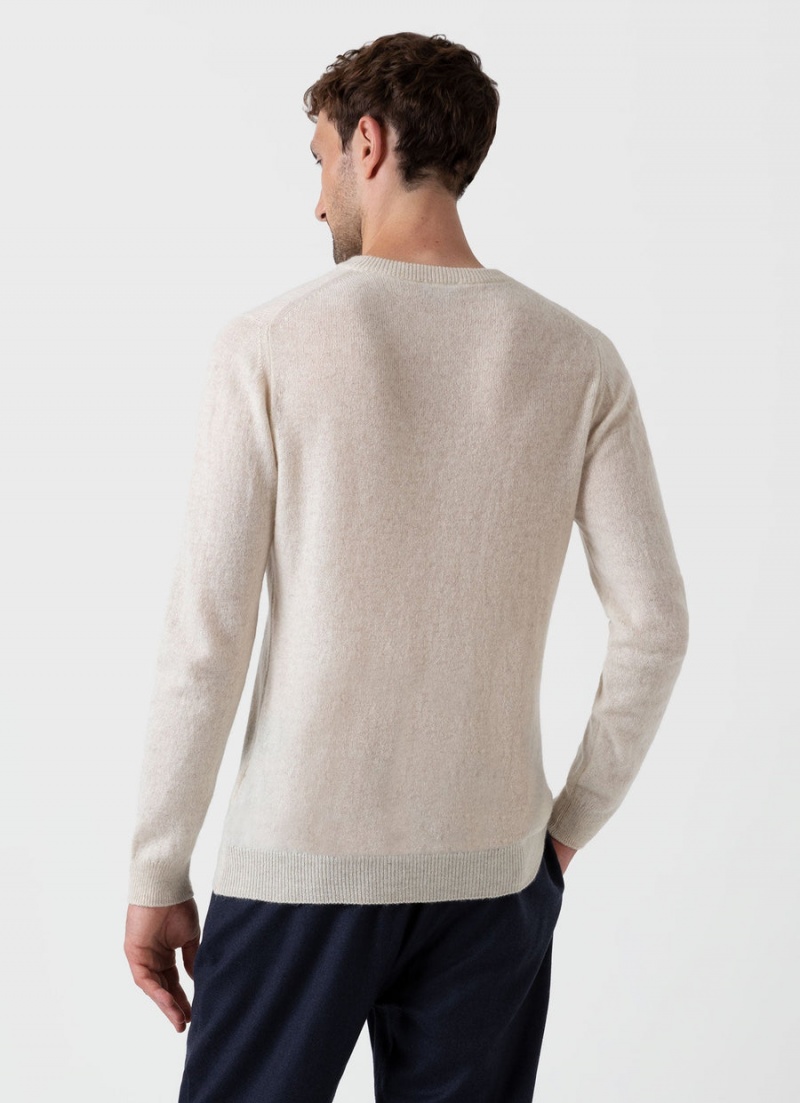 Ecru Sunspel Cashmere Crew Neck Jumper | 42593-YWMA | USA