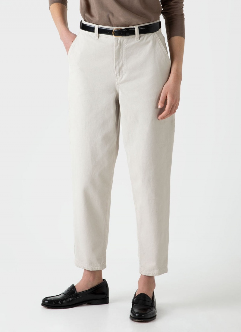 Ecru Sunspel Cotton Tapered Trouser | 78614-AEMV | USA