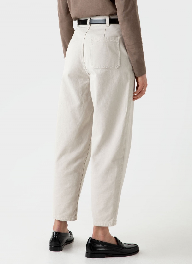 Ecru Sunspel Cotton Tapered Trouser | 78614-AEMV | USA