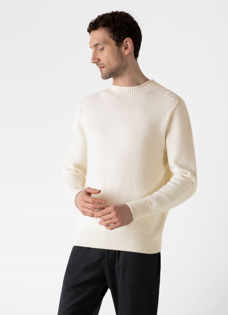 Ecru Sunspel English Merino Fisherman Jumper | 50728-VPBK | USA