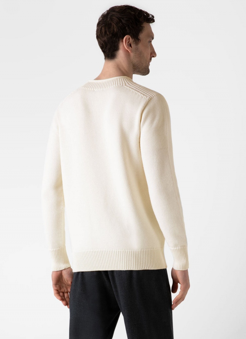 Ecru Sunspel English Merino Fisherman Jumper | 50728-VPBK | USA