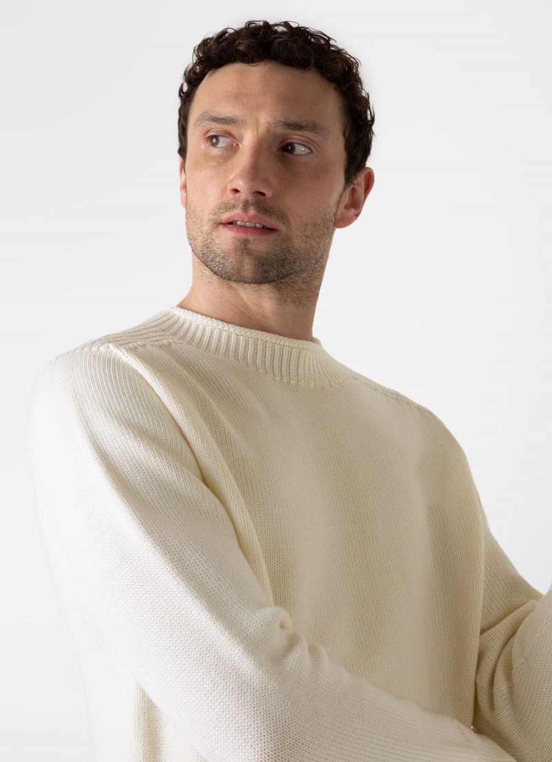 Ecru Sunspel English Merino Fisherman Jumper | 50728-VPBK | USA