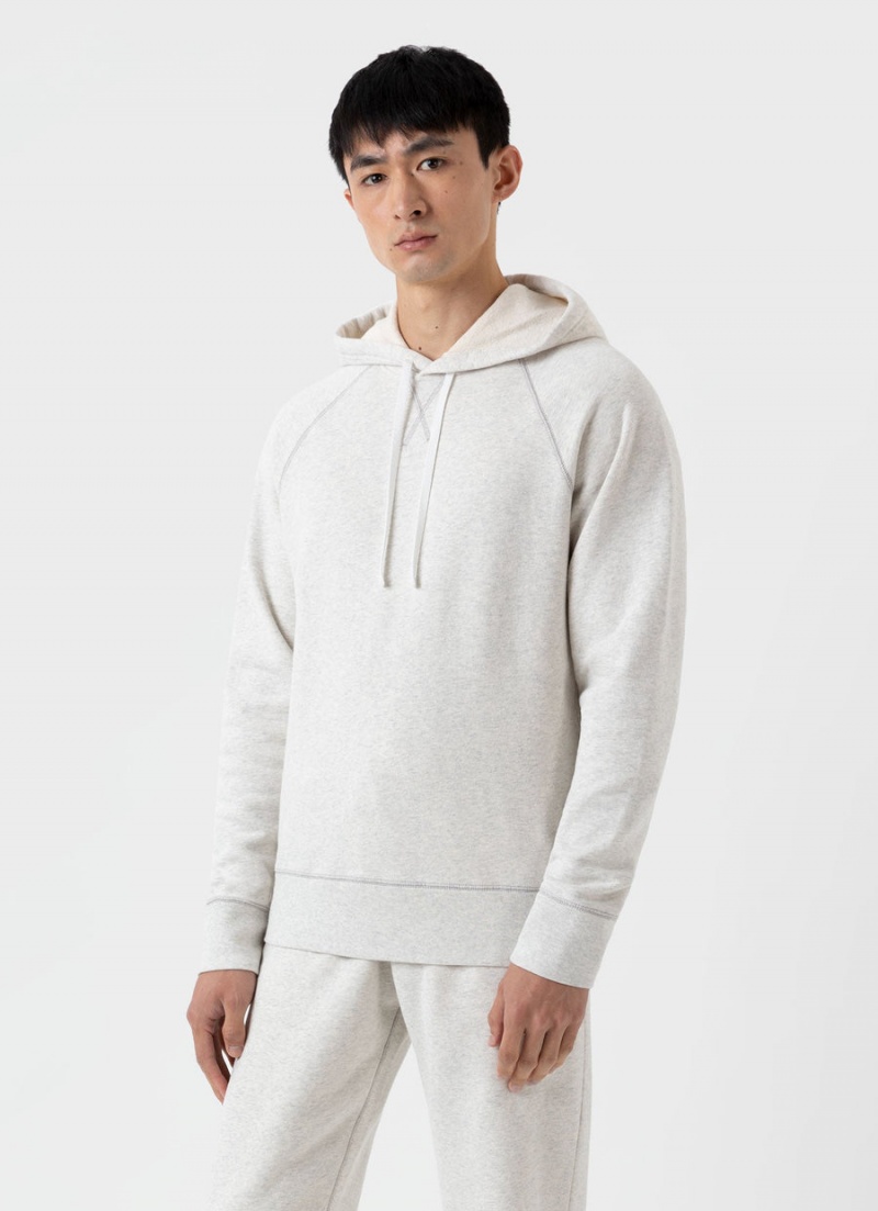 Ecru Sunspel Fleeceback Hoody | 46038-ONXF | USA