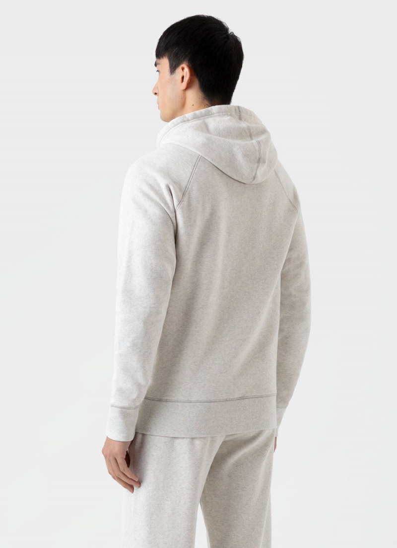 Ecru Sunspel Fleeceback Hoody | 46038-ONXF | USA