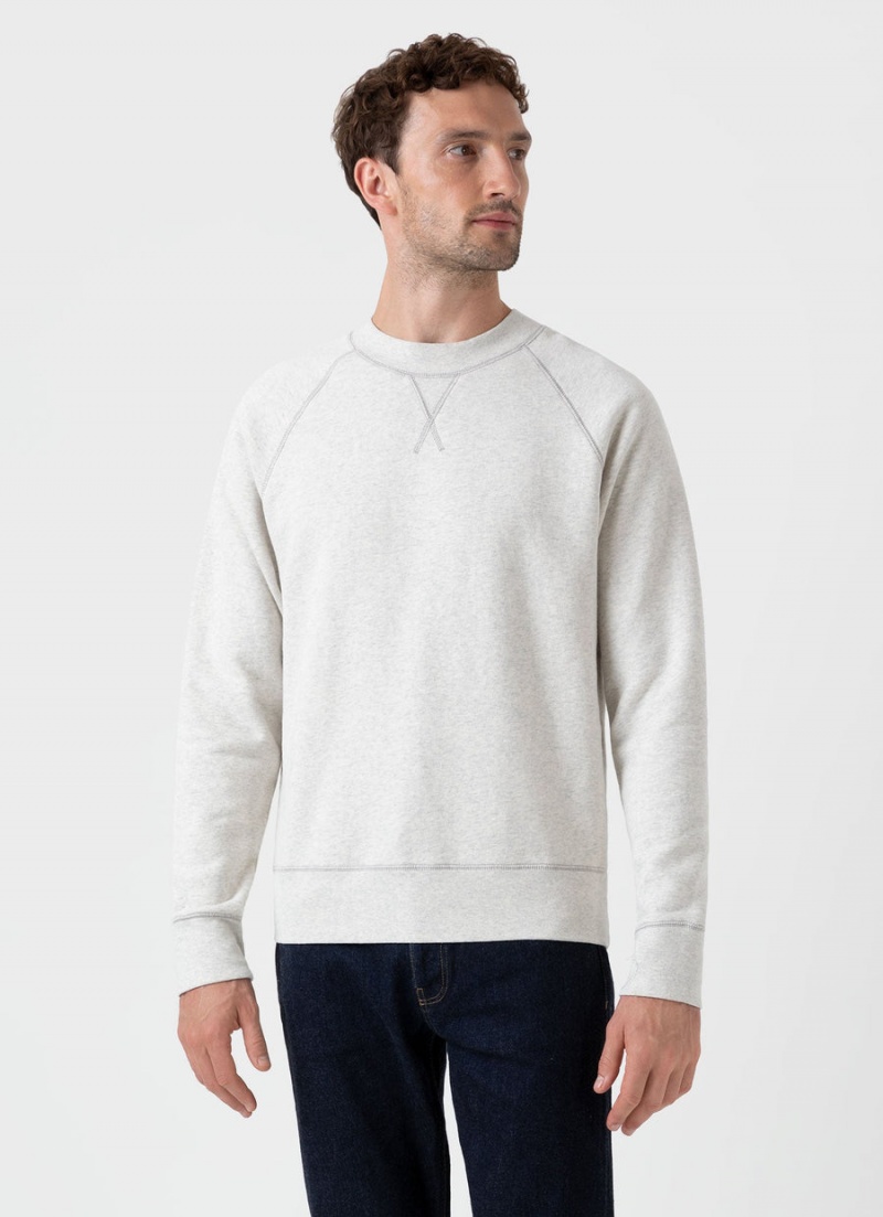 Ecru Sunspel Fleeceback Sweatshirt | 61358-UODH | USA