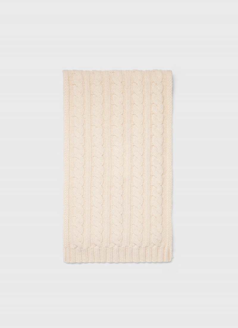 Ecru Sunspel Lambswool Cable Scarf | 27450-TCSE | USA