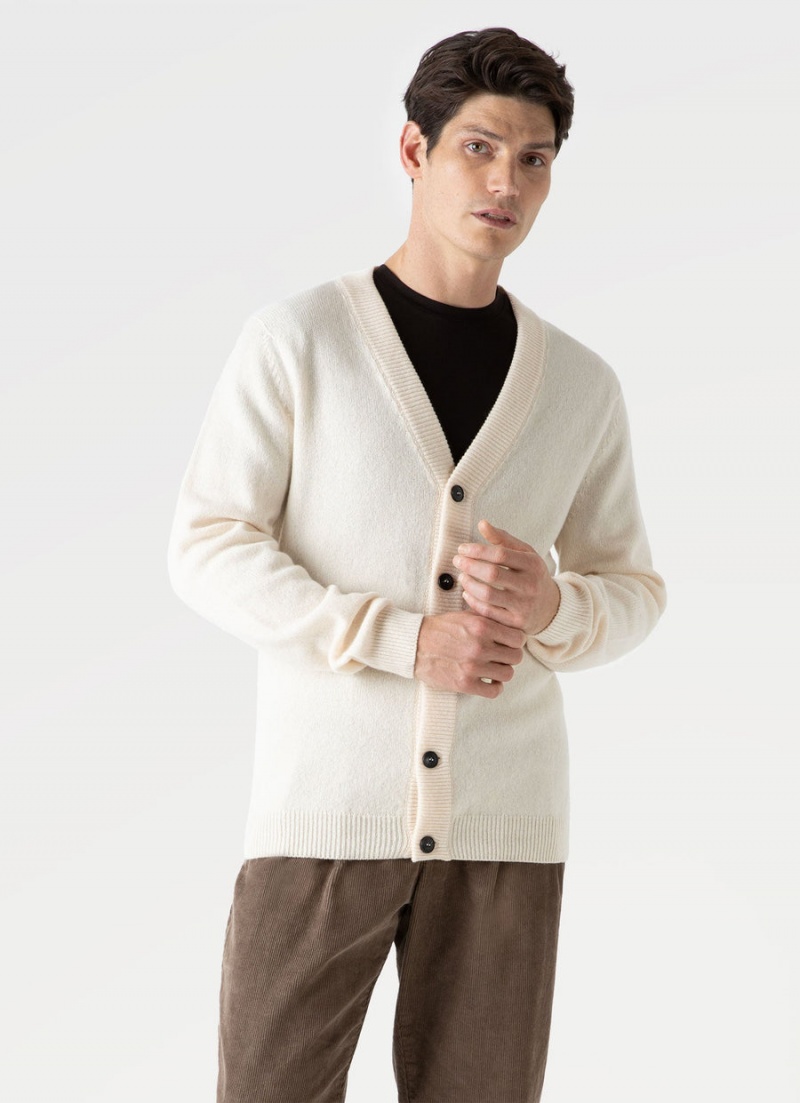 Ecru Sunspel Lambswool Cardigan | 37864-ZURM | USA