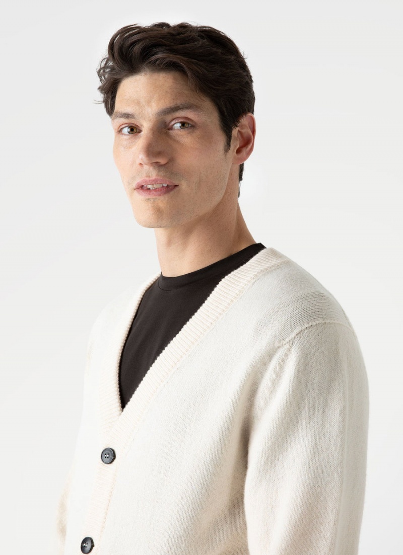 Ecru Sunspel Lambswool Cardigan | 37864-ZURM | USA