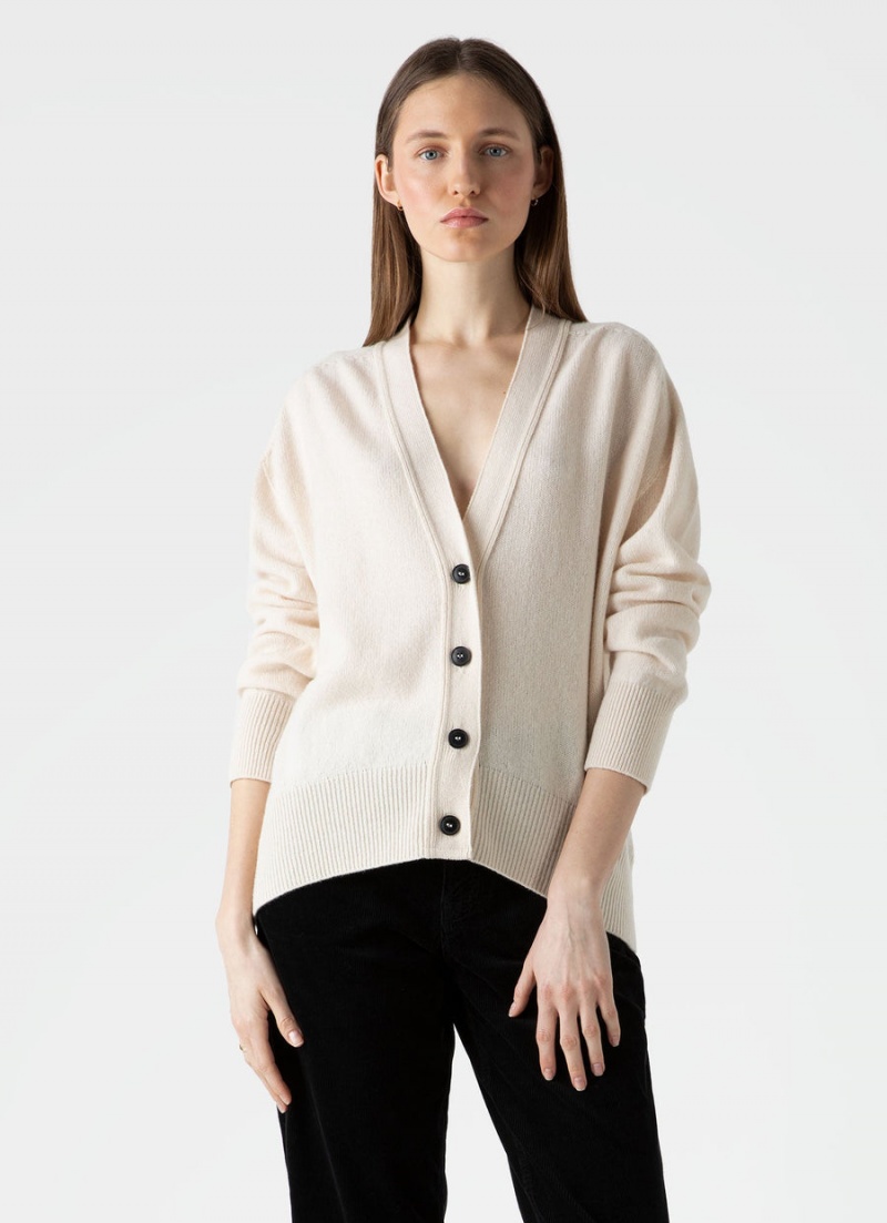 Ecru Sunspel Lambswool Cardigan | 62570-CKZU | USA