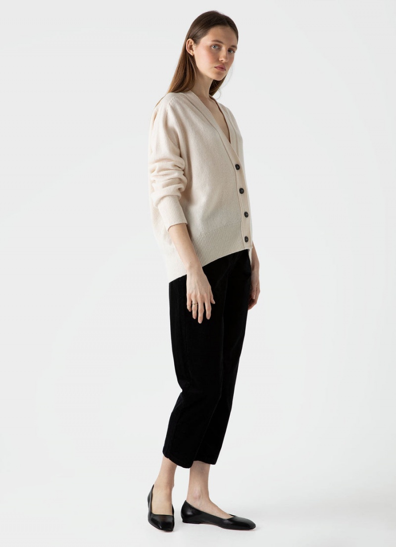 Ecru Sunspel Lambswool Cardigan | 62570-CKZU | USA