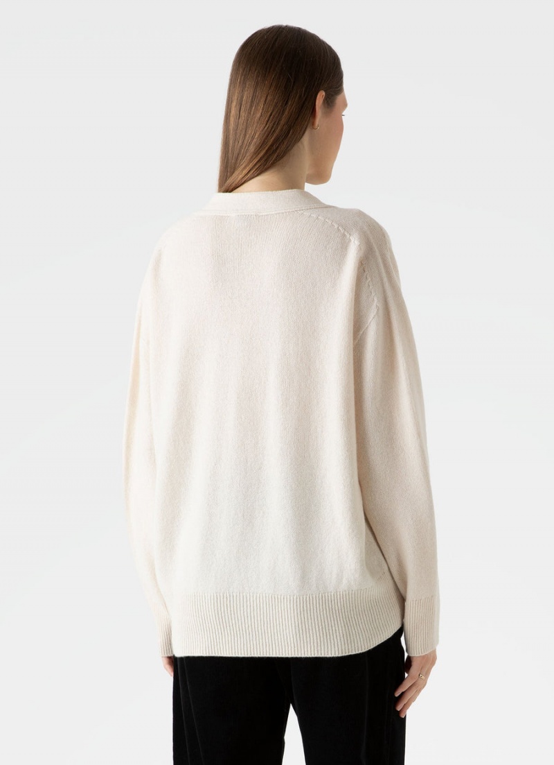 Ecru Sunspel Lambswool Cardigan | 62570-CKZU | USA