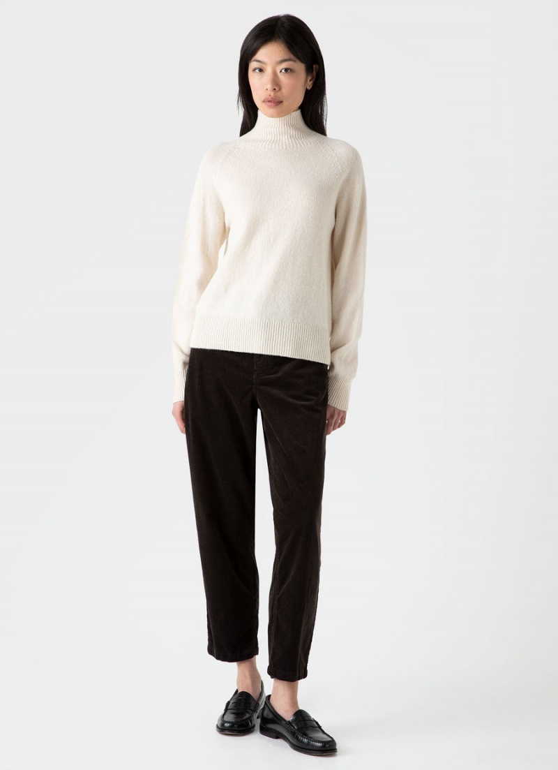 Ecru Sunspel Lambswool Funnel Neck Jumper | 72485-DTYN | USA