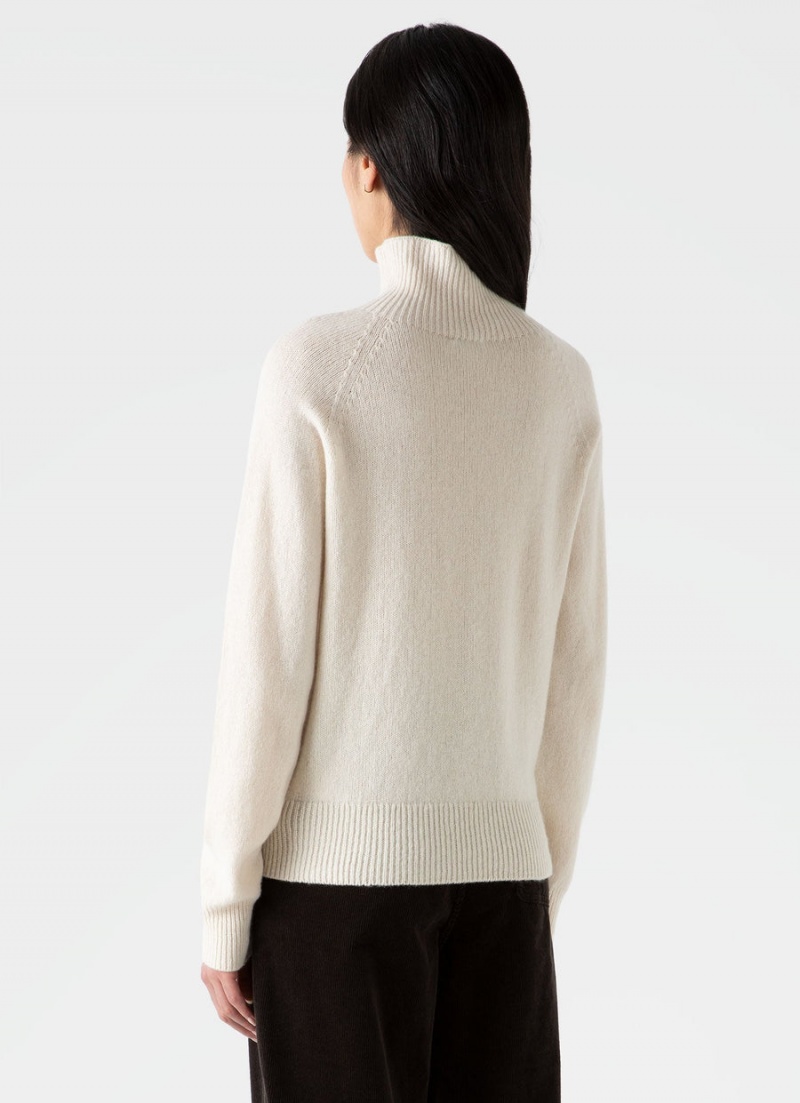 Ecru Sunspel Lambswool Funnel Neck Jumper | 72485-DTYN | USA