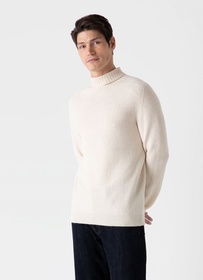 Ecru Sunspel Lambswool Roll Neck | 29684-VXNK | USA