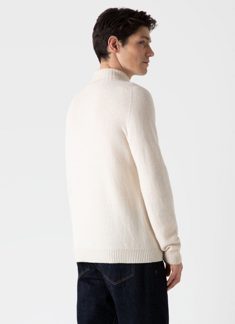 Ecru Sunspel Lambswool Roll Neck | 29684-VXNK | USA