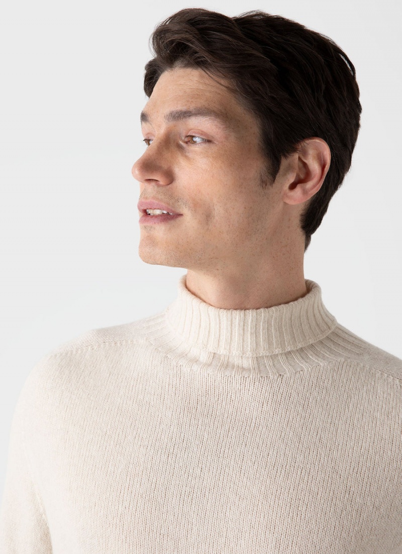 Ecru Sunspel Lambswool Roll Neck | 29684-VXNK | USA