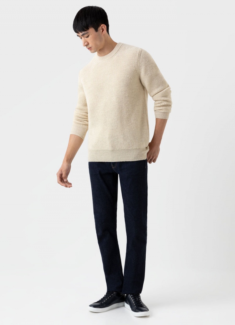 Ecru Sunspel Luxury British Wool Jumper | 08129-PLWC | USA