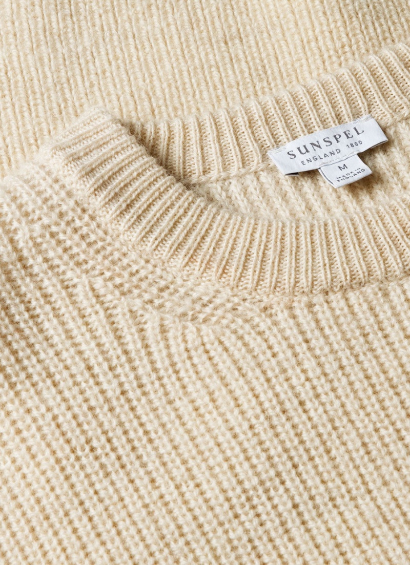 Ecru Sunspel Luxury British Wool Jumper | 08129-PLWC | USA