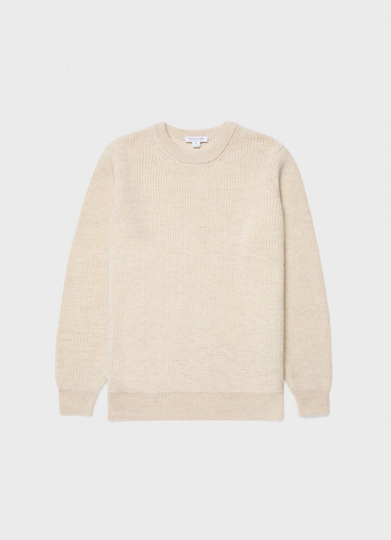 Ecru Sunspel Luxury British Wool Jumper | 08129-PLWC | USA