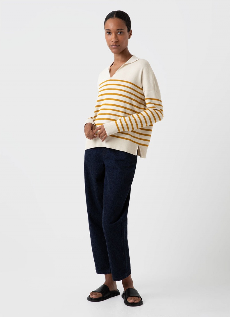 Ecru Sunspel Open Neck Jumper | 45160-RBIK | USA