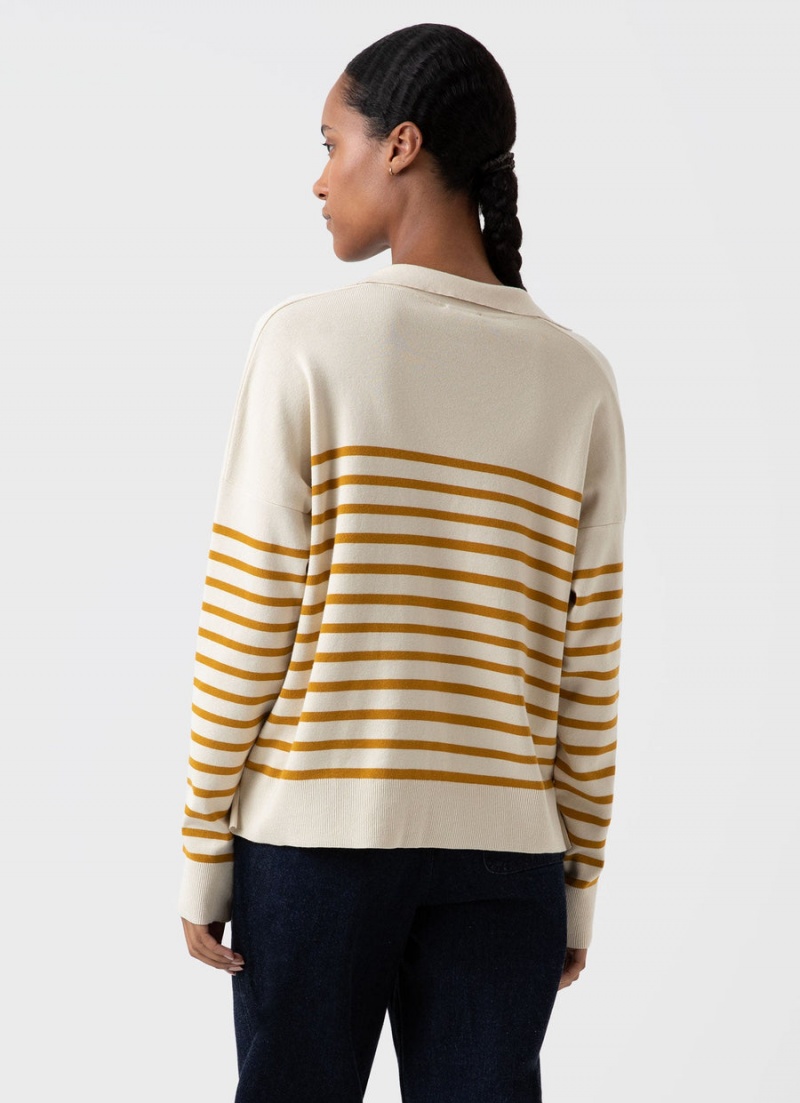 Ecru Sunspel Open Neck Jumper | 45160-RBIK | USA