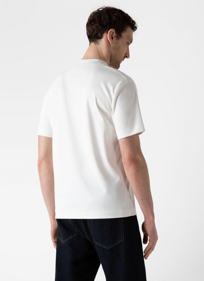 Ecru Sunspel Relaxed Fit Heavyweight T-shirt | 54029-TZSK | USA