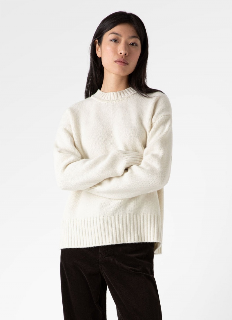 Ecru Sunspel Roxburgh Cashmere Jumper | 46571-NBHL | USA