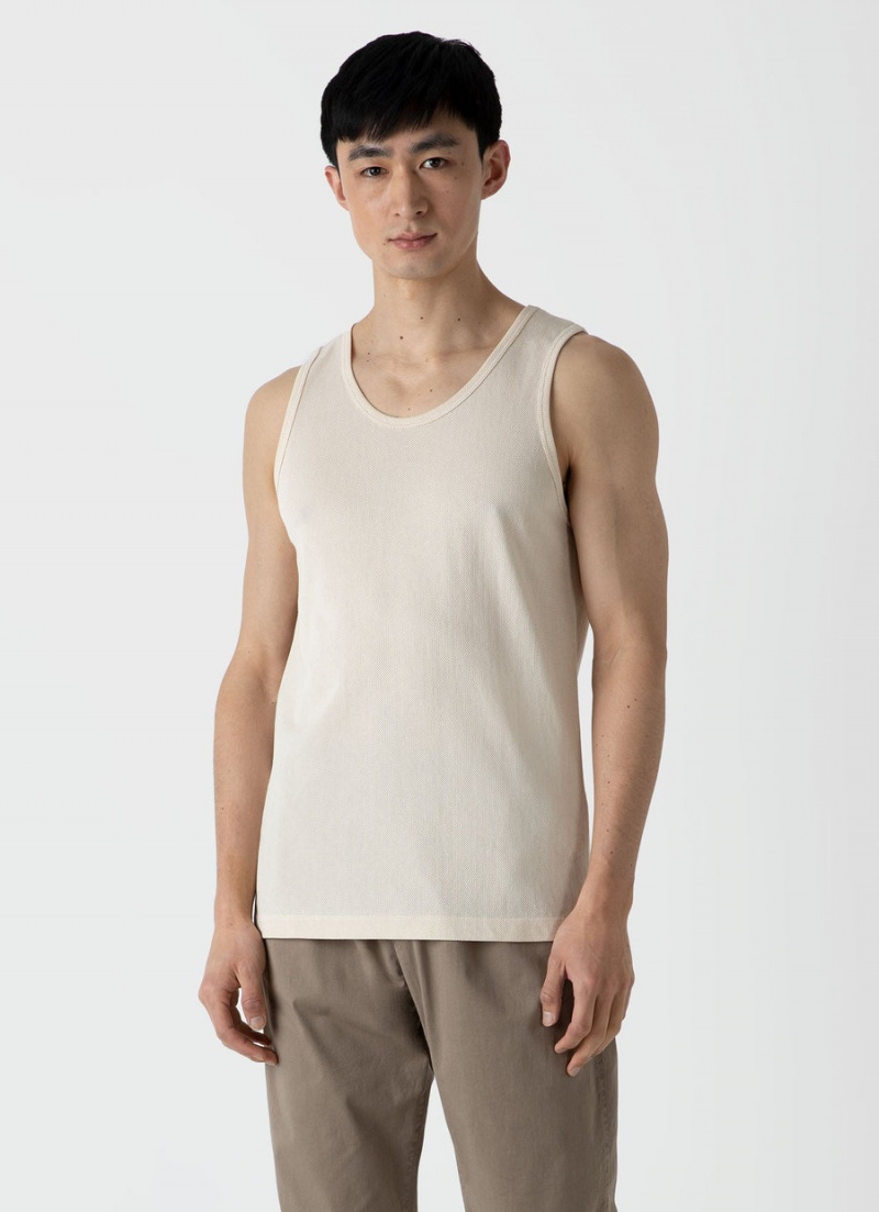 Ecru Sunspel Sunspel x MR PORTER Riviera Tank | 08752-FDLO | USA