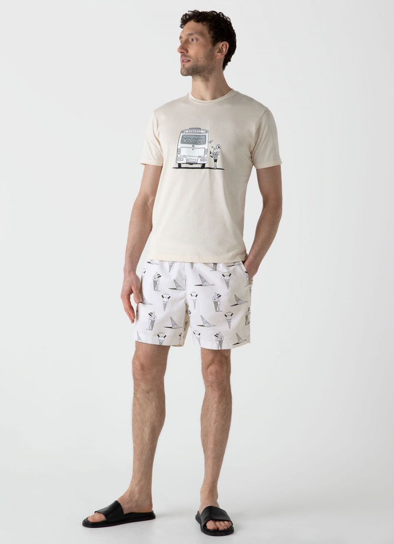 Ecru Sunspel Sunspel x Matt Blease Print T-shirt | 73210-GFMU | USA