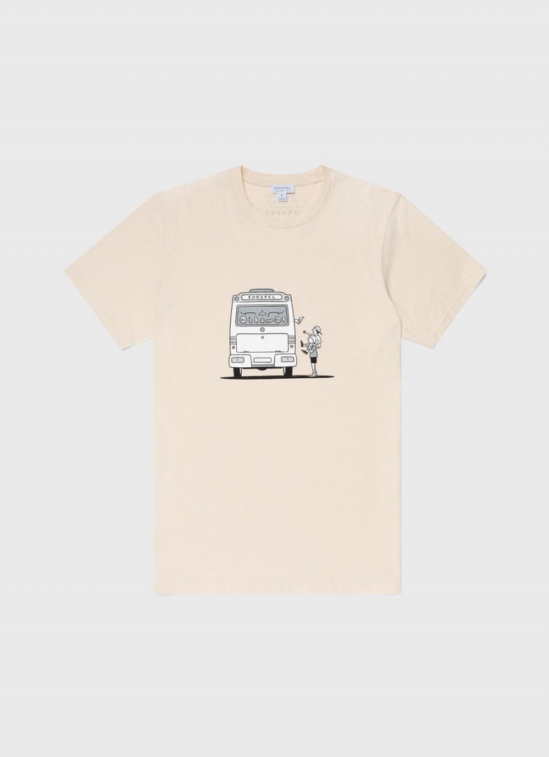 Ecru Sunspel Sunspel x Matt Blease Print T-shirt | 73210-GFMU | USA